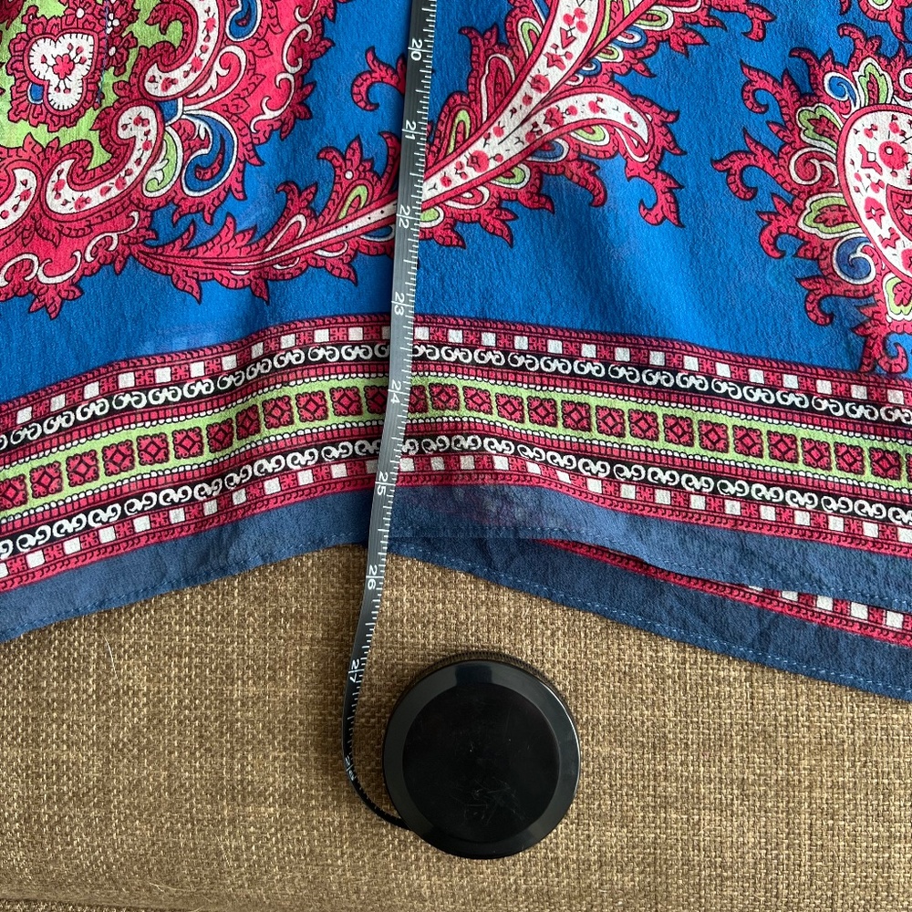 Talbots Small/Medium Blue Patterned 100% Silk Tun… - image 8